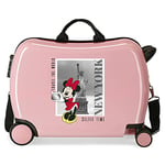 Disney Mickey et Minnie Travel the World New York Nude Valise Enfant 50x39x20 cm ABS Rigide Fermeture latérale à combinaison 34L 1,8 kg 4 Roues bagage à main