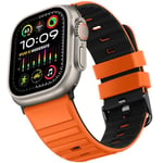 Suphart Straps Compatible with Apple Watch Strap 49mm 45mm 44mm 42mm for Women Men Soft Silicone Sport Strap Designed for Apple Watch Ultra 2 Ultra SE Series 9 8 7 6 5 4 3 2 1, Orange Midnight