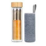 Tea Bottle Thermal Mug Coffee Thermos Flask Infuser Strainer Double Walled Glass