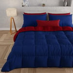 PETTI Artigiani Italiani - Couette Chaude Hiver 220x260 Bicolore Bleu FoncéBordeaux, Couette Double Face, Couette pour lit 1 Personnes, Couette en Microfibre 300g/m², Made in Italy