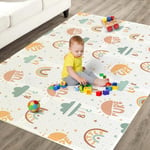 Tapis de Jeu pour Enfant Bebe 120x180x1cm Tapis de Sol XXL en Mousse Epais Pliable Reversible - Tapis d'éveil pour Bébé - Tapis de Motricité Favorisant Le Développement Sensoriel Cadeau bébé