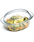 Oval Glass Casserole Dish With Lid Oven Proof, 1.6L Small Oven Dish with Lid, Microwavable Glass Dish with Lid