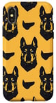 Coque pour iPhone X/XS Jaune Géométrique Noir Berger Allemand Art