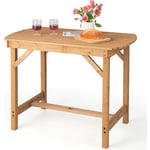 Costway - Table de Salle à Manger Extérieure en Bois de Sapin, Table de Jardin avec Trou de Parapluie de 4CM pour 4-6 Personnes, pour Pelouse Jardin