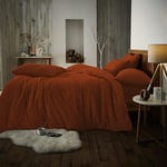 GC GAVENO CAVAILIA Teddy Fleece Single Duvet Cover Set, Thermal Warm Bedding Sets, Cuddle & Fluffy Quilt Covers, Burnt Orange, 727460