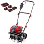 Einhell Motobineuse sans Fil GP-CR 36/45 Li E BL-Solo Power X-Change (36 V, Moteur sans Charbon, Largeur 45 cm, Profondeur 23 cm, Roues réglables en Hauteur) + Twincharger et 4 Batteries 4,0Ah