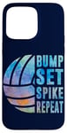 Coque pour iPhone 15 Pro Max Bump Set Spike Repeat Aquarelle Volleyball Femmes Adolescentes Filles