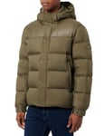 Tommy Hilfiger Men’s Mix Down Hooded Puffer Jacket, Multicolor (Army Green), S