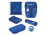 Herlitz Softlight Plus Greenline Deep Sea, Lunchboks, Pennal, Pencil Pouch, Skolesekk, Sport Bag, Gutt, Barneskole, Ryggsekk, 16 L, Sidelomme