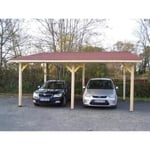 Carport monopente en bois HABRITA - 3,90m x 5,86m - Couverture bardeaux bitumés