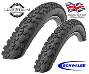 2 x Schwalbe Black Jack 26 x 2.10 Bicycle Tyres Plus Presta Tubes