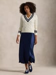 Polo Ralph Lauren Sequin Cricket Wool Rich Jumper, Cream/Navy