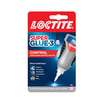 Loctite Super Glue-3 Control, Colle instantanée surpuissante avec débit contrôlé, Colle universelle pour la plupart des matériaux, colle liquide dans un flacon anti choc de 3 g