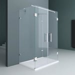 Cabine de douche 100x100cm Sogood Ravenna40 parois de douche en forme U verre de sécurité ESG transparent avec revetement NANO