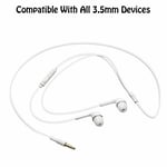 White Headphones Handsfree With Mic For Galaxy Phones UK