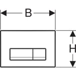 GEBERIT styreplate 246x164x26mm 2 flush trykknapp plast hvt