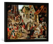 Kunst für Alle 'Image encadrée de Pieter Brueghel Le Jeune Les œuvres de miséricorde Impression d'art dans Le Cadre de Haute qualité Photos Fait Main, 60 x 40 cm, Noir Mat