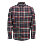 Jack & Jones Mens Flannel Shirts Long Sleeve Slim Fit Check Shirts Size S To 2XL