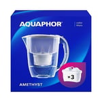 AQUAPHOR Water Filter Jug Amethyst Grey 3 X MAXFOR+ Filters Included I Capacity 2.8l I Fits in the fridge door I Reduces Limescale Chlorine & Microplastics