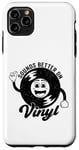 Coque pour iPhone 11 Pro Max Disque vinyle rétro amusant avec citation Sounds Better On Vinyl