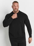 BadRhino Badrhino Milano Half Zip Pocket Knitted Jumper, Black, Size 4Xl, Men