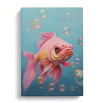 Fish Bubble Gum Painting Canvas Print for Living Room Bedroom Home Office Décor, Wall Art Picture Ready to Hang, 30x20 Inch (76x50 cm)