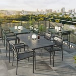 Salon de jardin table et fauteuils gris 4 personnes GoodHome Lithari