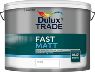 Dulux Trade Matt White Paint 10L Tub Fast Matt Dry Lining No Splatter Decorating