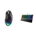 SteelSeries Aerox 9 Wireless - Souris MMO sans Fil perforée - RGB - Ultra-légère & Apex 3 - Clavier de Gaming - Illumination RVB sur 10 Zones - Repose-Mains Magnétique