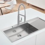 Lot de GROHE Evier en acier inoxydable K1000 1160 x 520 mm Inox 31581SD1 (Import Allemagne) + GROHE K7 Mitigeur de Cuisine, Supersteel, 31379Dc0 (Import Allemagne)