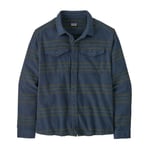 Patagonia m's fjord flannel shirt (herre) - treelined: smolder blue  - M - Naturkompaniet