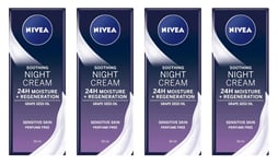 4 x NIVEA Soothing Night Cream for Sensitive Skin (50ml)  **only £4.99/unit**