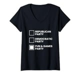 Womens Fun & Games Party Republican Party Democratic Party Funny V-Neck T-Shirt