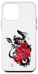 Coque pour iPhone 12 mini Fleur japonaise Dragon japonais rétro style années 80