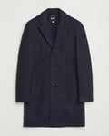 BOSS BLACK Hyde Structured Wool Coat Dark Blue