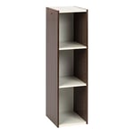 Iris Ohyama, Bibliotheque Gain de Place, 3 Etageres, Marron, Réglable, Modulable, pour Salon, Bureau, Chambre, Livres, CD, Petit Meuble de Rangement, Montage Facile, UB-9025