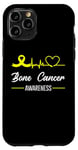 Coque pour iPhone 11 Pro Ruban jaune pour sensibilisation au cancer des os HeartBeat Love In July