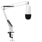 YOUSHARES White Mic Stand with Pop Filter - Mic Suspension Boom Arm Stand with Foam Cover Windscreen for White Blue Yeti and Yeti Pro Microphone