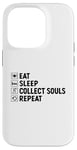 Coque pour iPhone 14 Pro Eat Sleep Collect Souls répète Grim Reaper Halloween