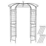 Helloshop26 - Arche de jardin pour plantes grimpantes en forme de cage à oiseaux tonnelle de fleurs en métal 206x206x286cm avec crochet de suspension