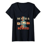 Womens Be Kind & Rewind Vintage 90's Nostalgic 80's Throwback V-Neck T-Shirt