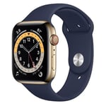 Apple Watch Series 6 GPS + Cellular Boîtier en Acier Inoxydable Gold 40 mm avec Bracelet Sport Bleu Reconditionné par Apple