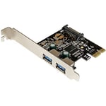 StarTech.com Carte contrôleur PCIe à 2 ports USB 3.0 (5Gbps) - Adaptateur PCI Express 2x USB Super Speed avec alimentation SATA (PEXUSB3S23)