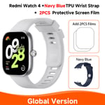 Xiaomi Redmi Watch 4 Global Version Smart Watch 1,97 Tuuman Amoled Blood Oxygen -Sykemittari Tuki Bluetooth-Puhelun Gps_Grey N Blue Strap