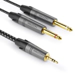 Câble audio Y stéréo 3,5 mm vers 2 prises jack mono 6,3 mm - Câble audio Y - Répartiteur d'interface numérique - Câble pour mixeur, enregistreur audio, guitare, amplificateur, microphone