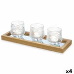 Bricka med ljus Gyllene Glas polypropen 36 x 9,5 x 12 cm (4 antal)