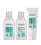Redken Acidic Bonding Curls Shampoo 300ml, Conditioner 300ml, & Leave-In 250ml Bundle for Damaged Curly & Coily Hair