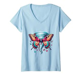 Womens Tornado Butterfly Effect Typhoon V-Neck T-Shirt