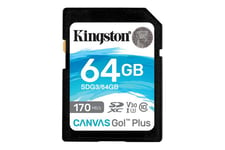 Kingston Canvas Go! Plus - flashhukommelseskort - 64 GB - SDXC UHS-I