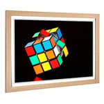 Big Box Art Framed Print of Rubik Cube Design | Wall Art Picture | Home Decor for Kitchen, Living, Dining Room, Lounge, Bedroom, Hallway, Office, Oak, A2 / 24.5x18 Inch / 62x45cm